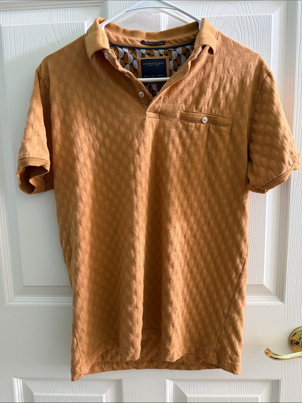 Denim & Flower Men's Polo in Mustard Tan